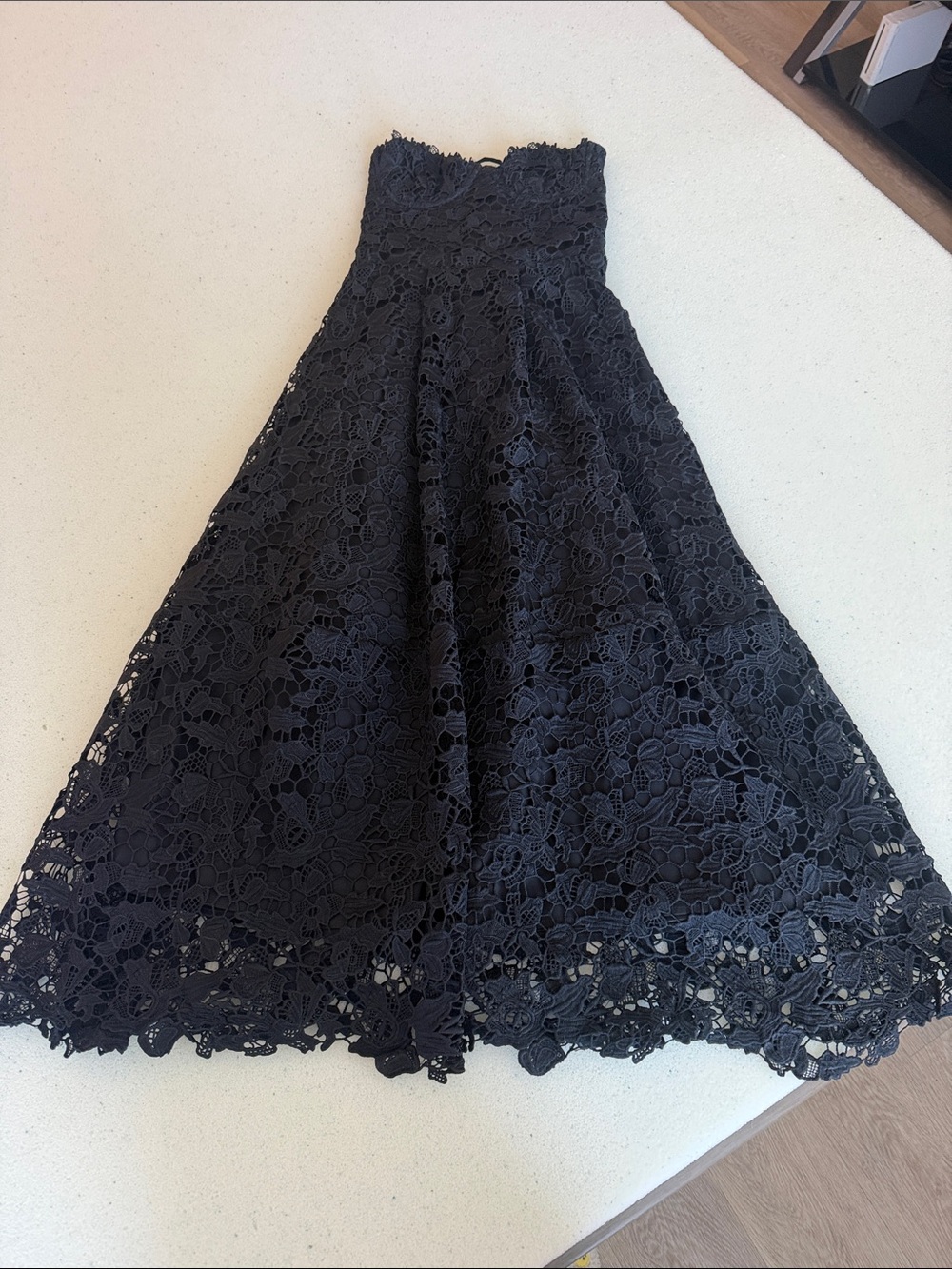 Strapless Black Lace Midi Baby Boo Dress